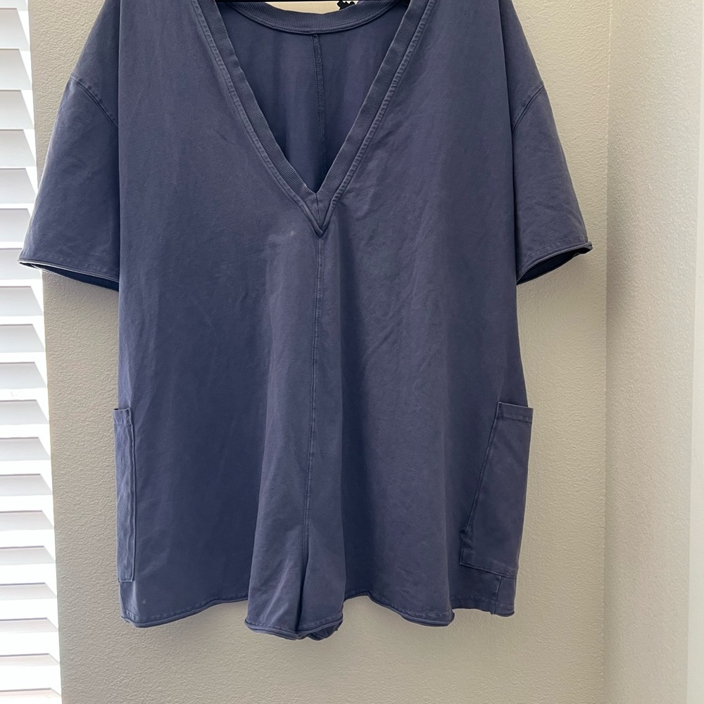 We The Free Deep V-Neck Jumpsuit - Blue